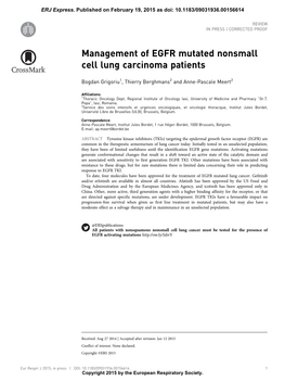 Management of EGFR Mutated Nonsmall Cell Lung Carcinoma Patients
