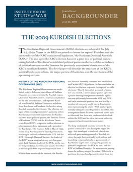 BACKGROUNDER the 2009 KURDISH Elections