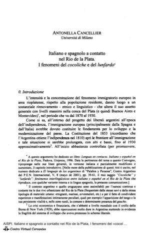 Italiano E Spagnolo a Contatto Nel Río De La Plata, I Fenomeni