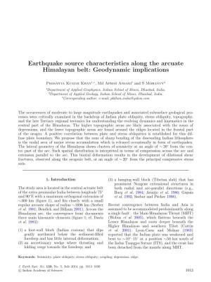 Earthquake Source Characteristics Along the Arcuate Himalayan Belt: Geodynamic Implications