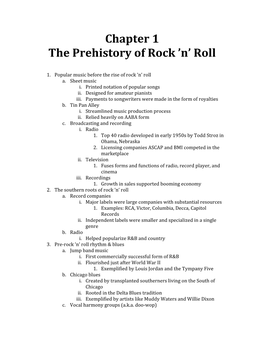 Chapter 1 the Prehistory of Rock 'N' Roll