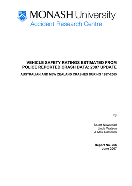 Vehicle Safety Ratings Estimated from Police Reported Crash Data: 2007 Update