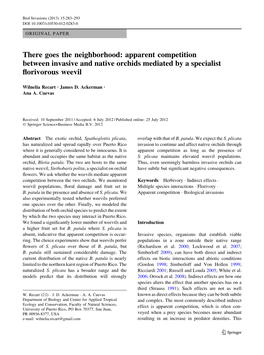 Apparent Competition Between Invasive and Native Orchids Mediated by a Specialist ﬂorivorous Weevil