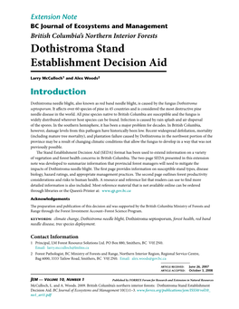 Dothistroma Stand Establishment Decision Aid