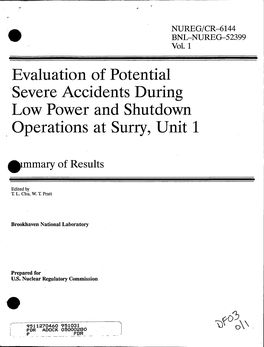Evaluation of Potential Severe Accidents During Low Power and Shutdown Operations at Surry, Unit 1