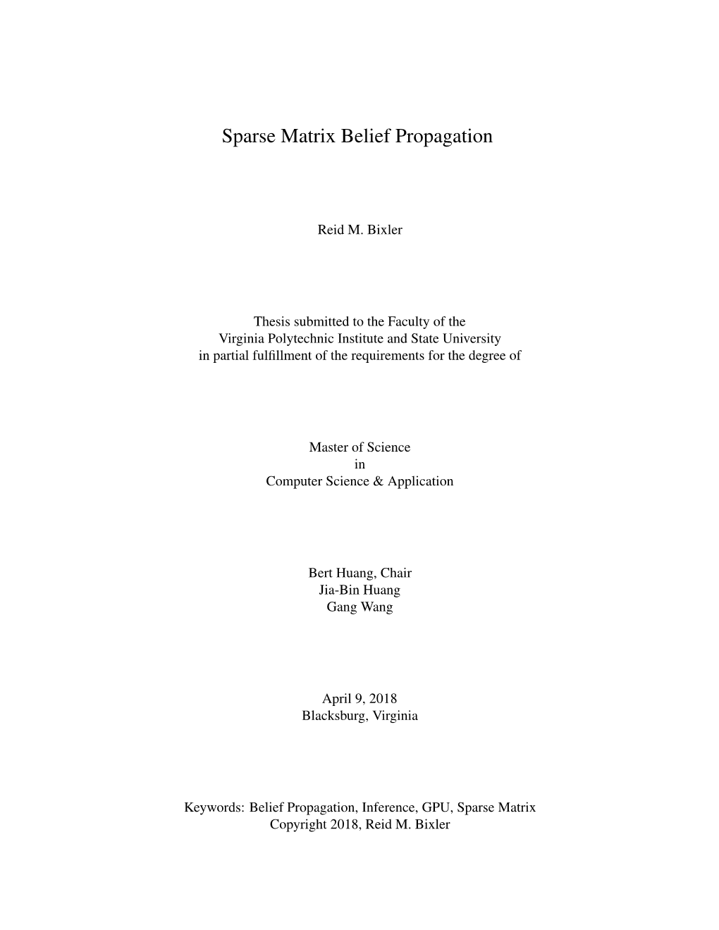 Sparse Matrix Belief Propagation