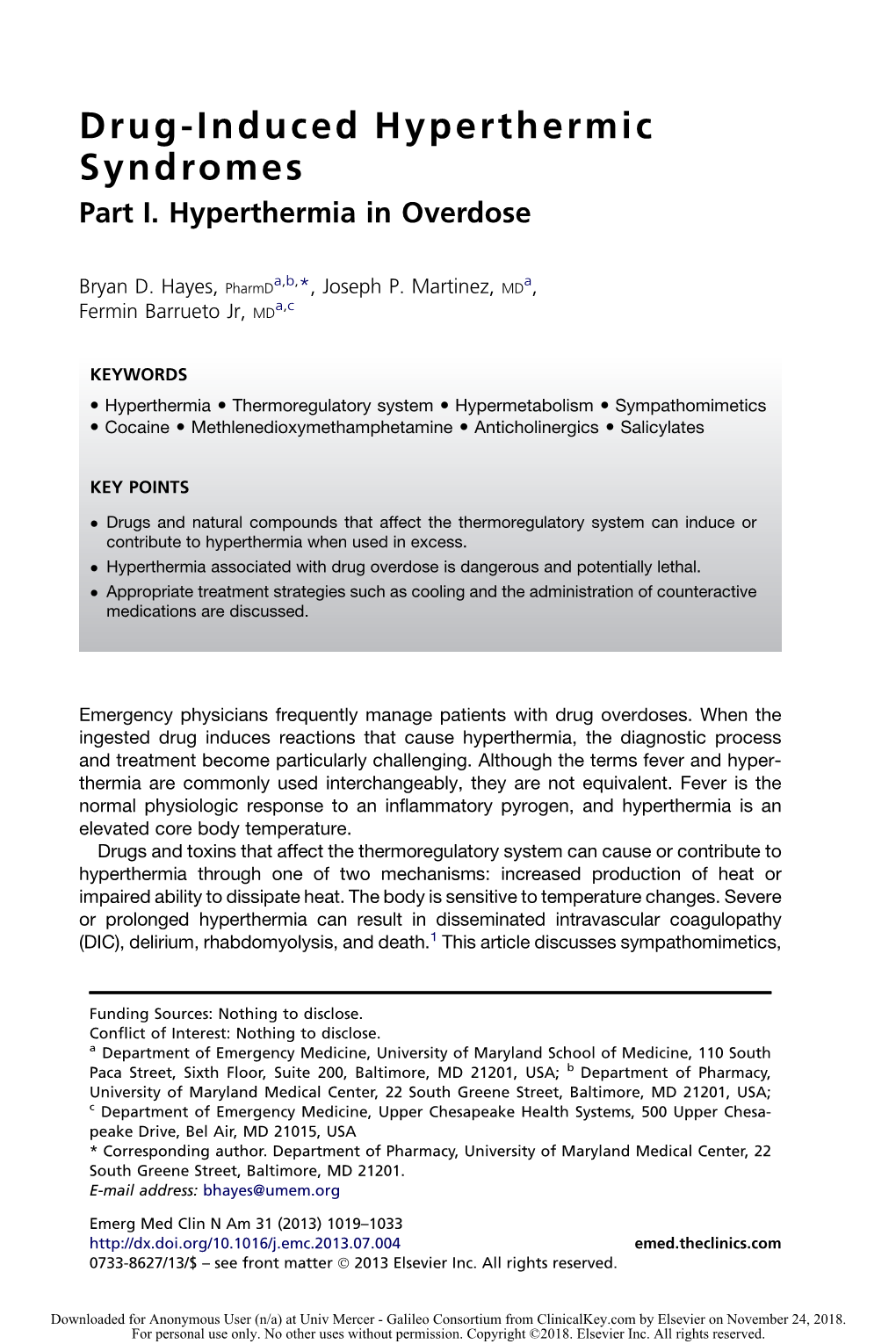 Drug-Induced Hyperthermic Syndromes Part I