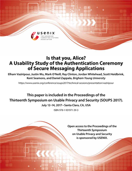 A Usability Study of the Authentication Ceremony of Secure Messaging