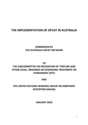 The Implementation of Opcat in Australia