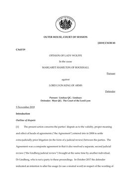 [2019] CSOH 85 CA63/19 OPINION of LADY WOLFFE in the Cause