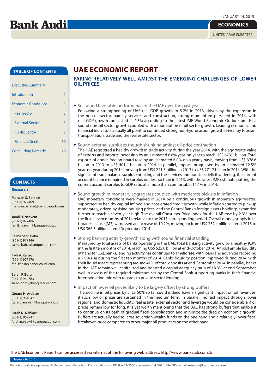 UAE Economic Report 2015.Indd