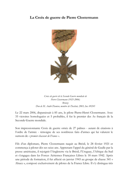 La Croix De Guerre De Pierre Clostermann