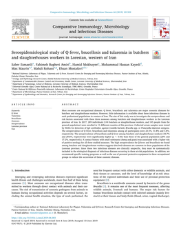 Seroepidemiological Study of Q Fever, Brucellosis and Tularemia In