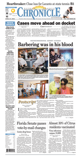 Barbering Was in His Blood Nary Reports Received by the State, and Are Subject to Revision