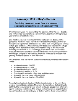 January 2021 - Clay’S Corner