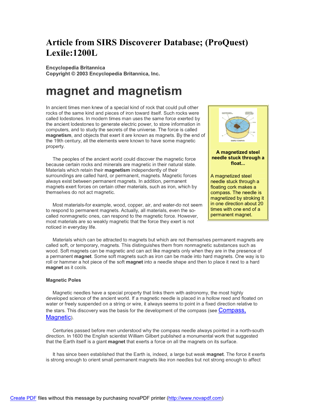 Magnet and Magnetism