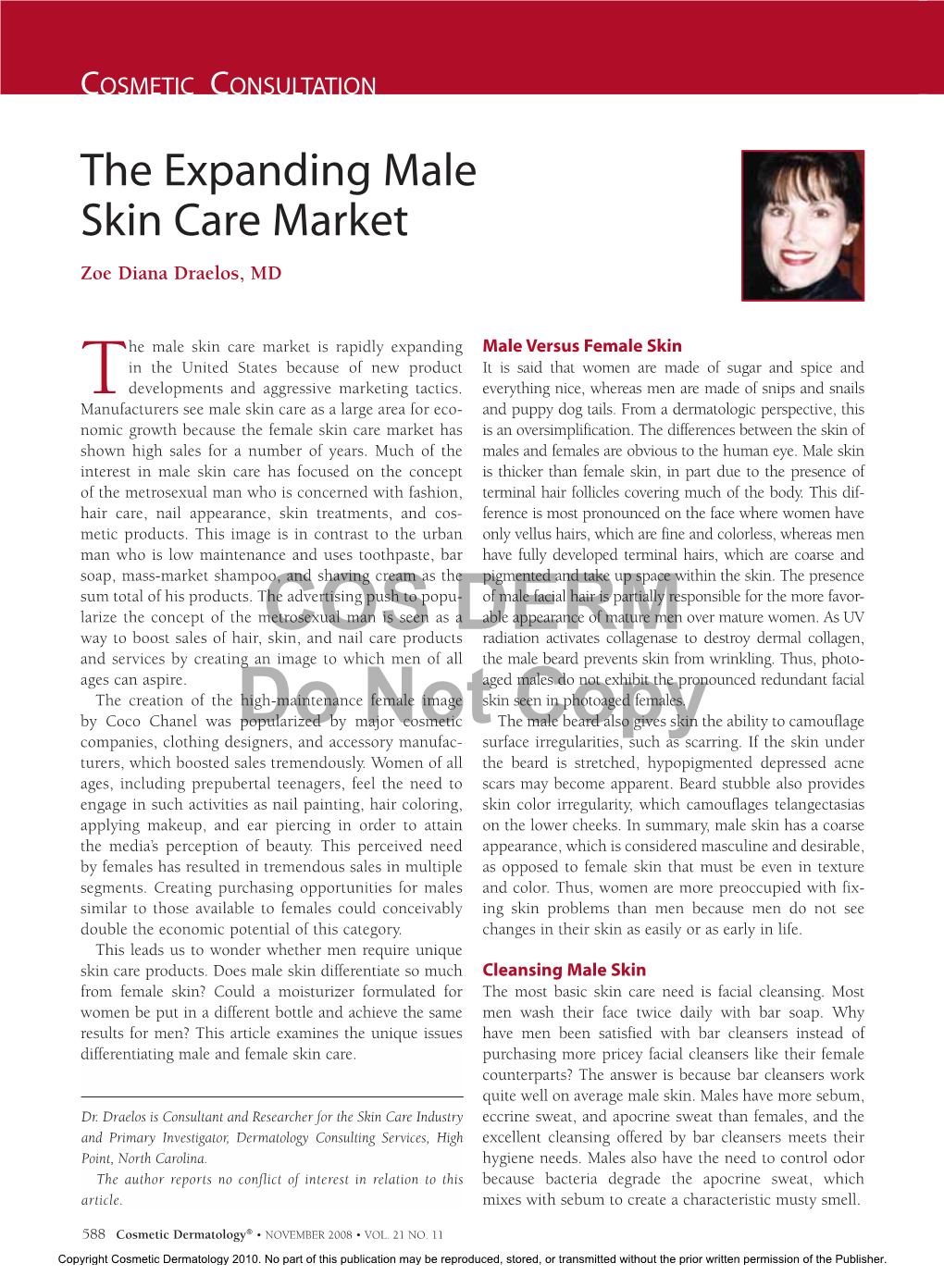 The Expanding Male Skin Care Market Zoe Diana Draelos, MD