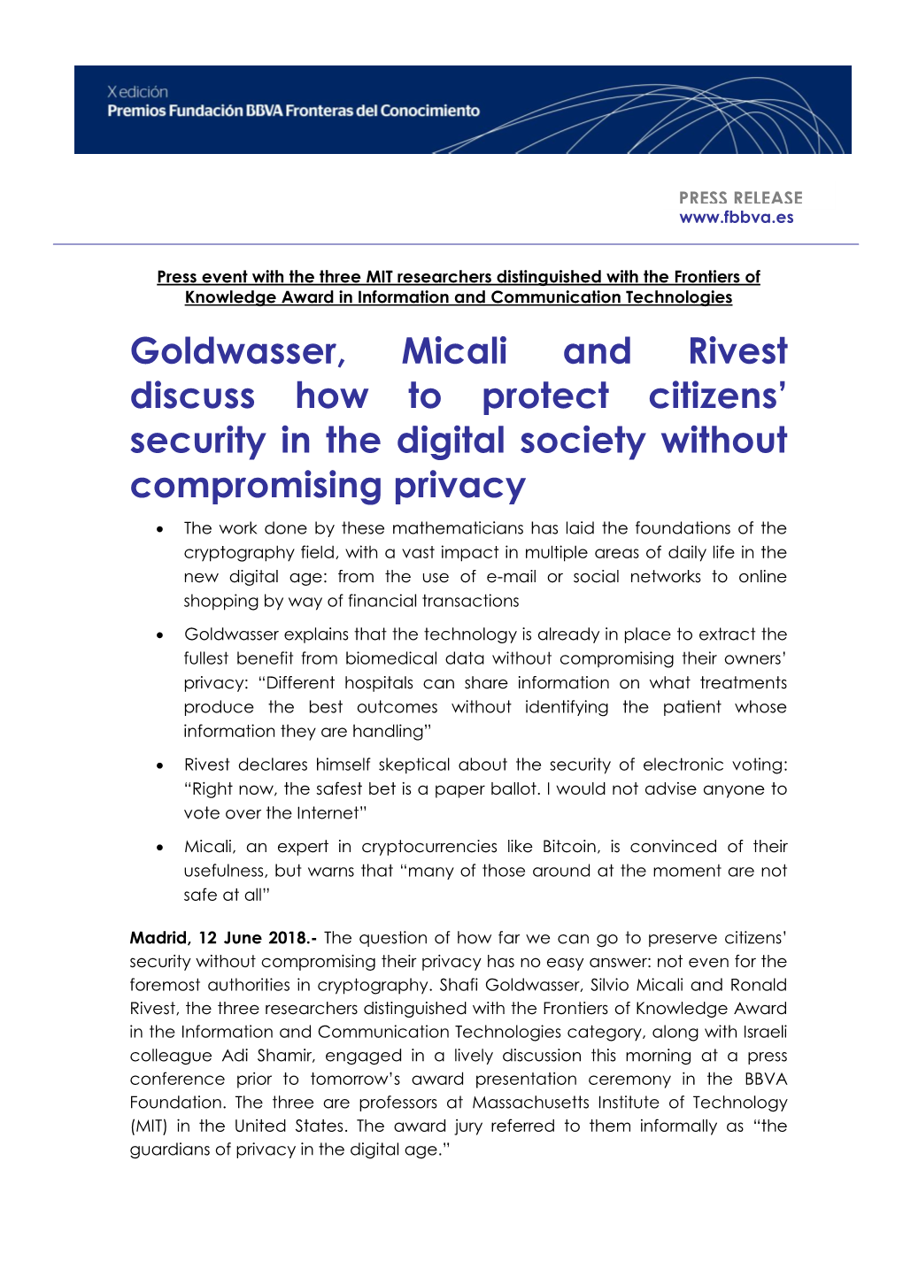 Goldwasser, Micali and Rivest Discuss How to Protect Citizens' Security In