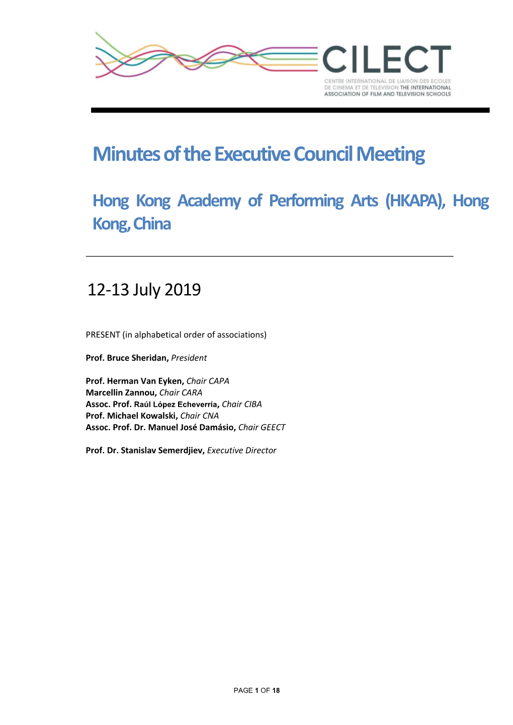 Minutes Executive Council Meeting