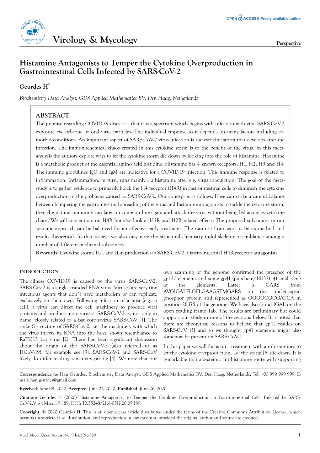 Histamine Antagonists to Temper the Cytokine Overproduction in Gastrointestinal Cells Infected by SARS-Cov-2