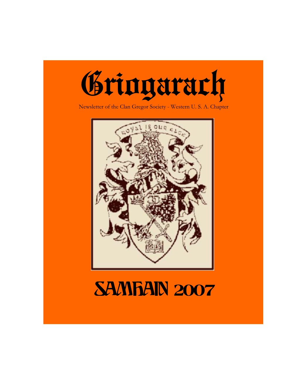 SAMHAIN 20072007 Welcome to the Clan Gregor Newsletter