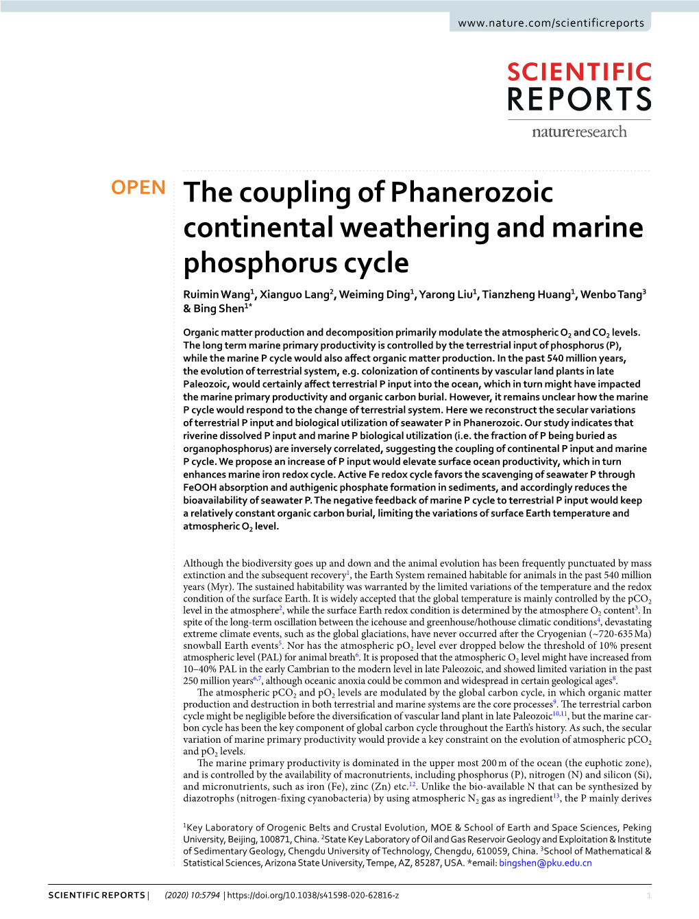 The Coupling of Phanerozoic Continental Weathering and Marine