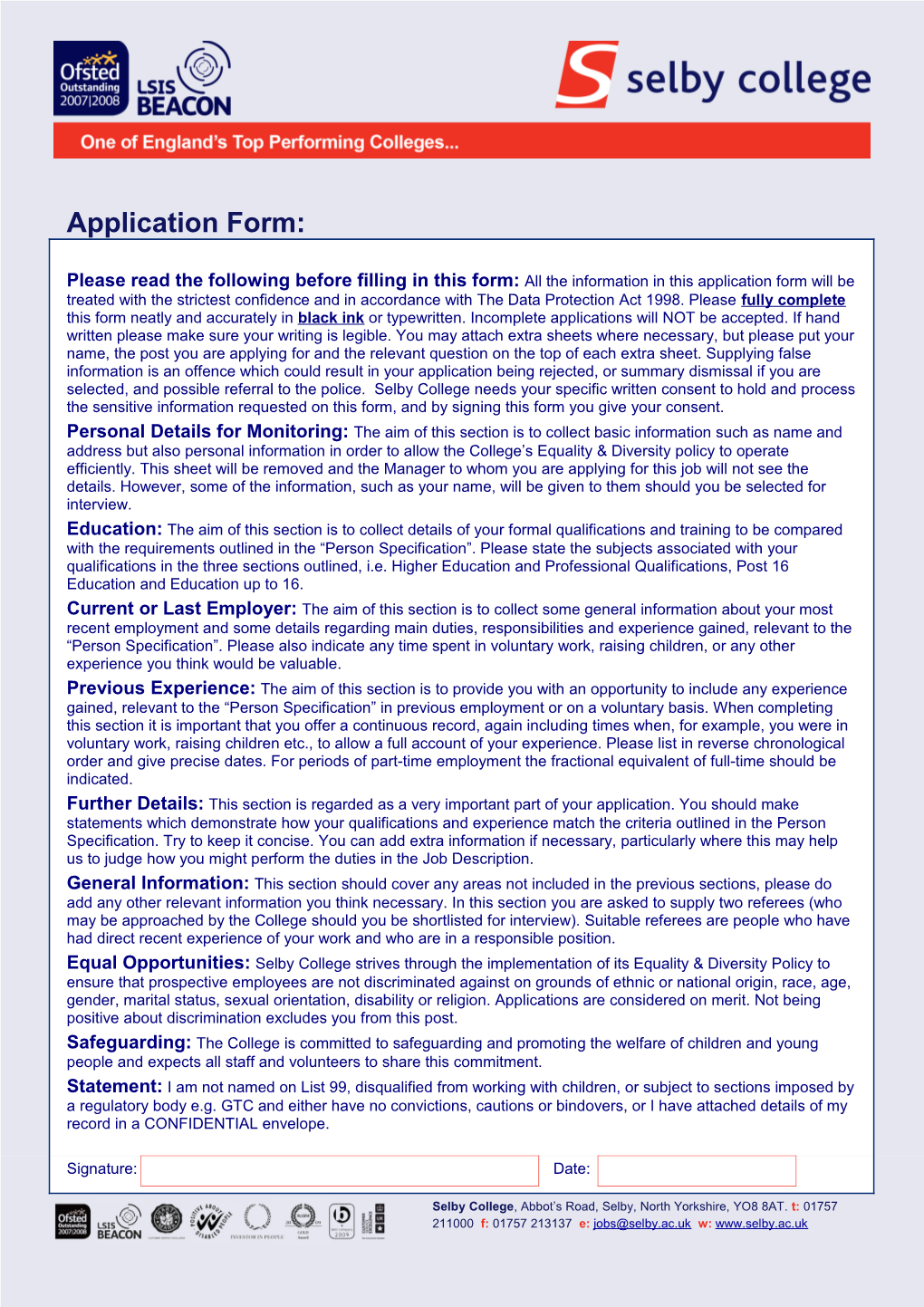 Application Form s20