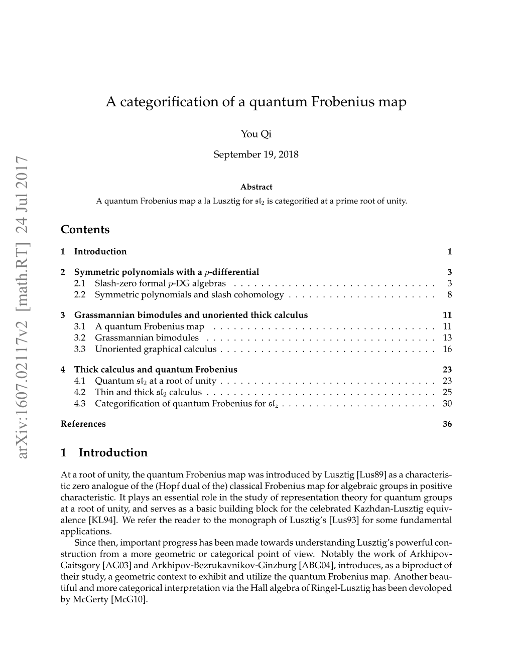 A Categorification of a Quantum Frobenius