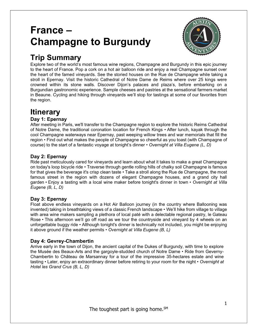 France – Champagne to Burgundy