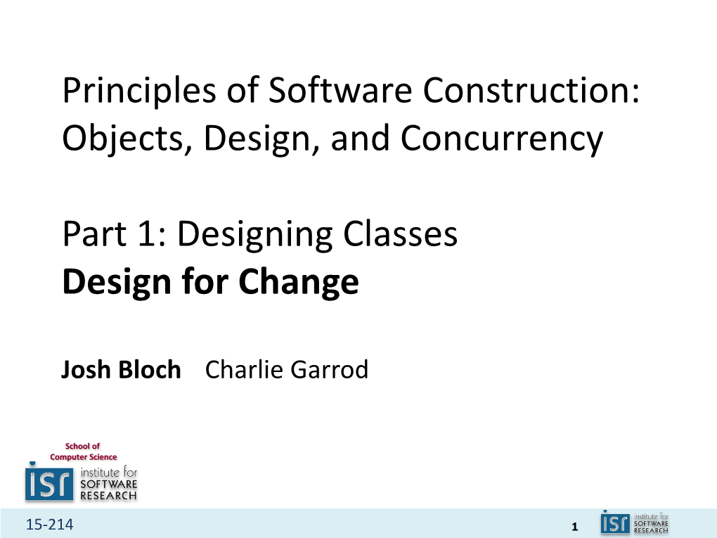 Principles of Software Construction: Objects, Design, and Concurrency