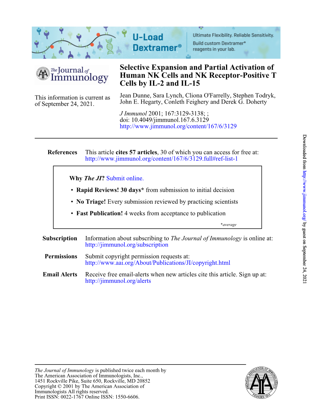 Cells by IL-2 and IL-15 T Human NK Cells and NK Receptor-Positive