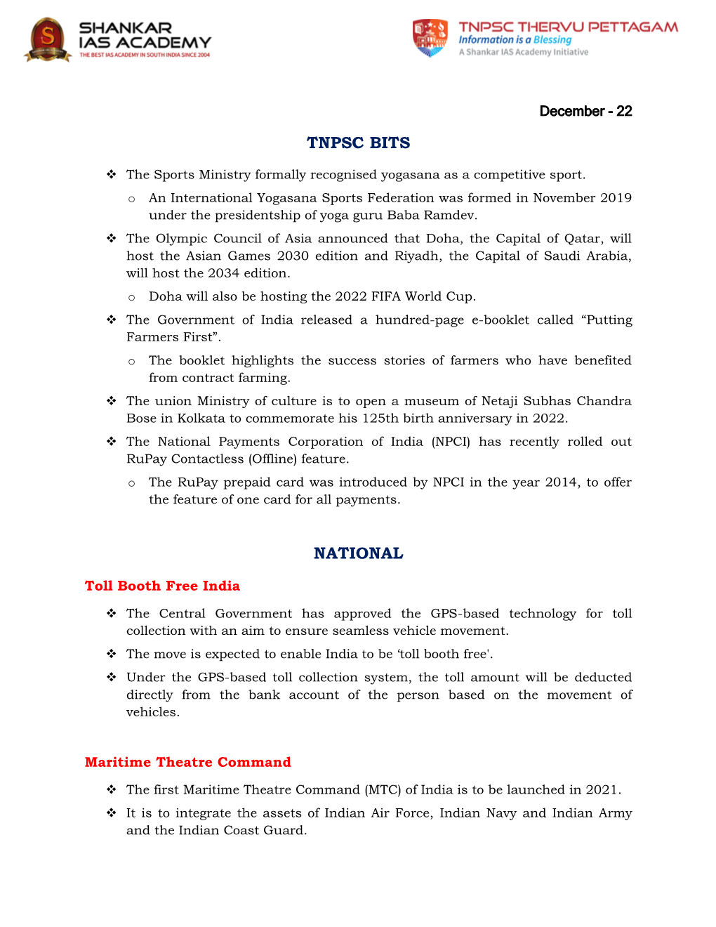 Tnpsc Bits National