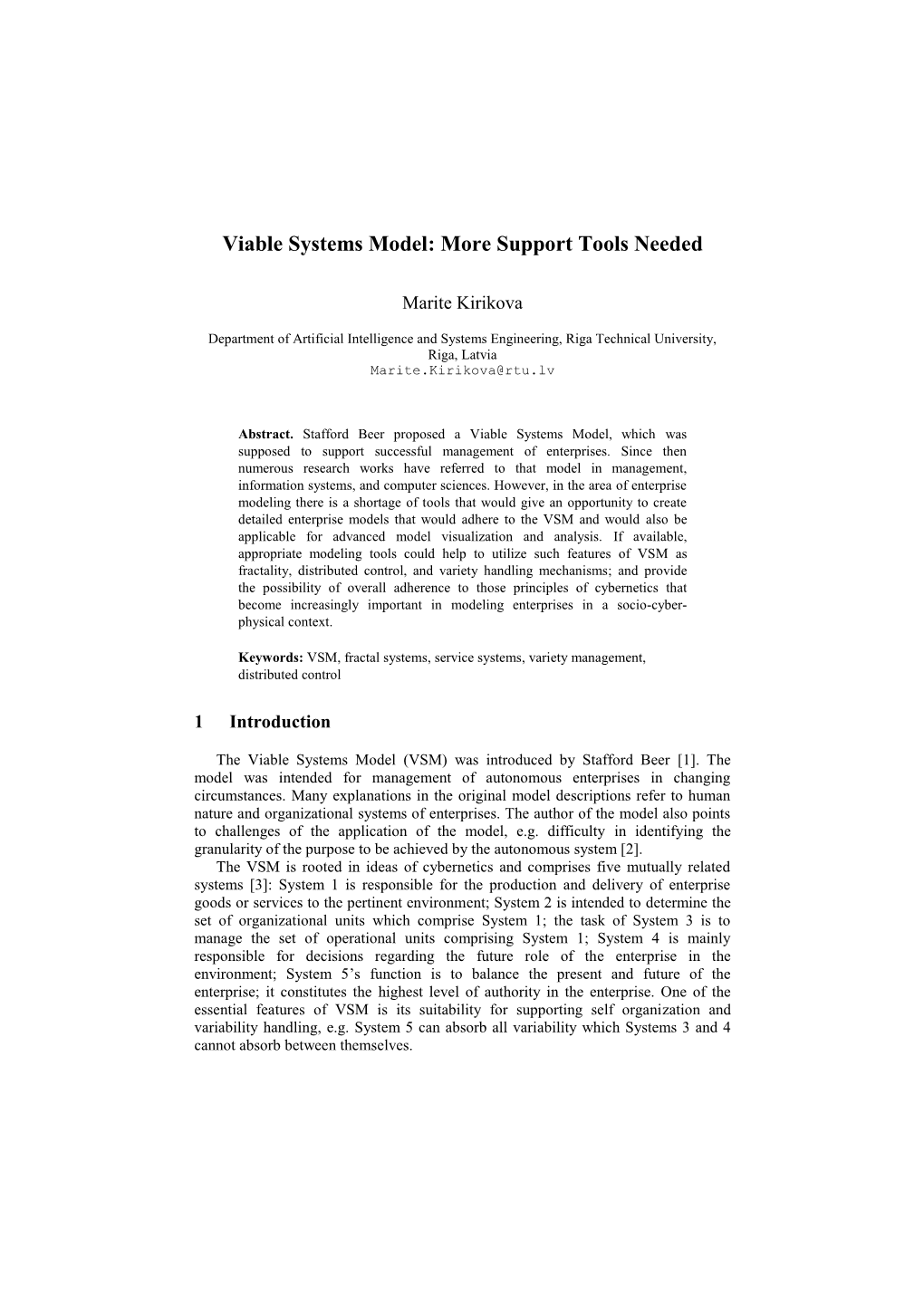 Viable Systems Model: More Support Tools Needed