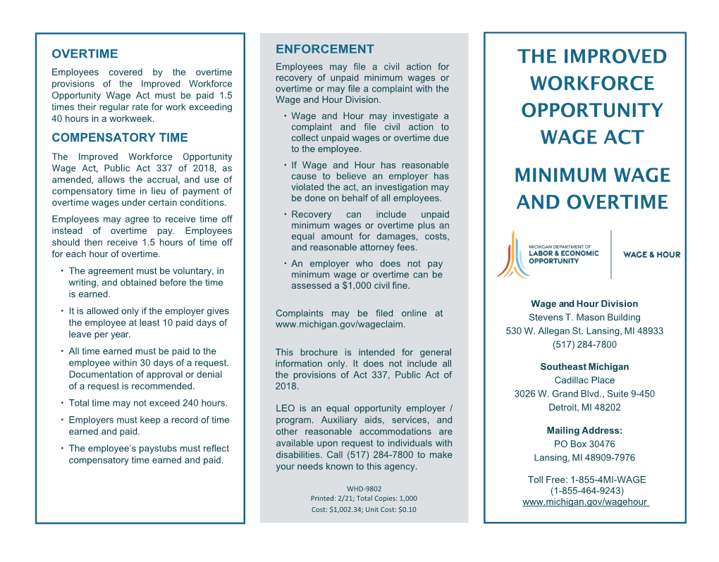 The Improved Workforce Opportunity Wage Act Minimum Wage And