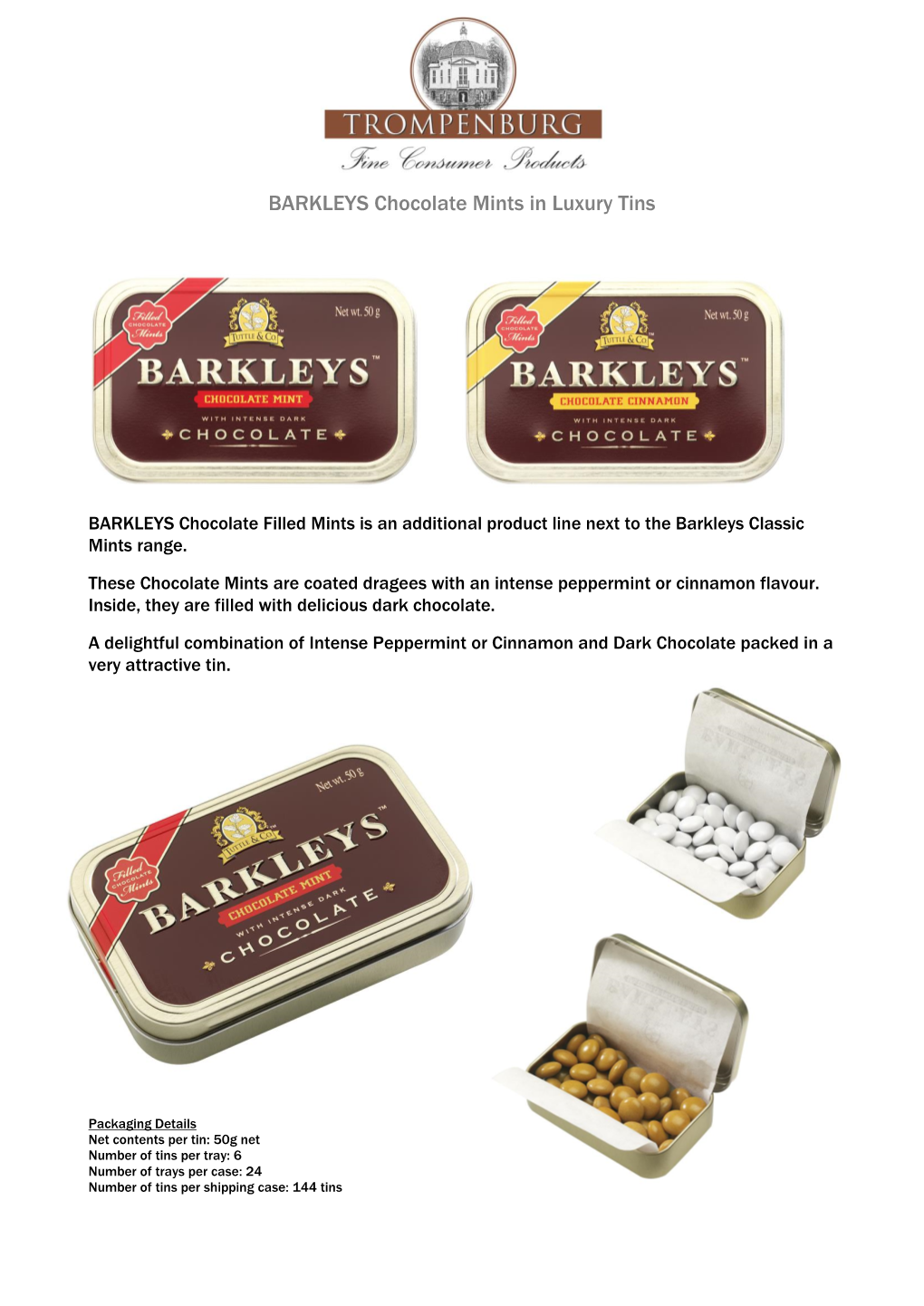 BARKLEYS Chocolate Mints in Luxury Tins