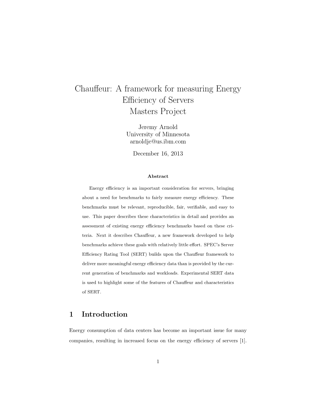 Chauffeur: a Framework for Measuring Energy Efficiency of Servers