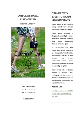 Calvin Klein Steps Towards Sustainability