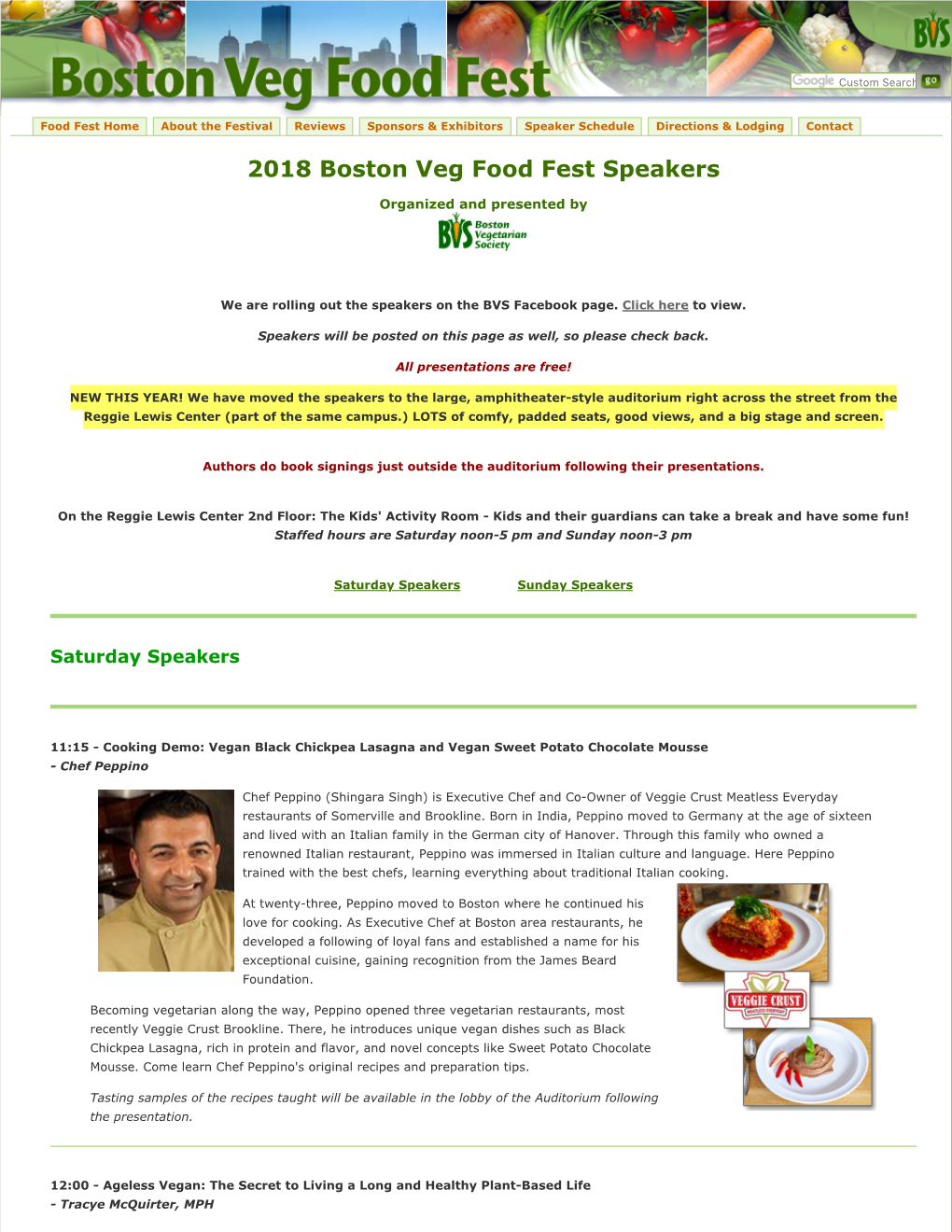 Boston Veg Food Fest Speakers 2018