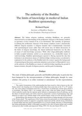 The Authority of the Buddha: the Limits of Knowledge in Medieval Indian Buddhist Epistemology