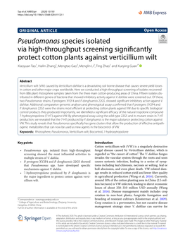 Pseudomonas Species Isolated Via High-Throughput Screening