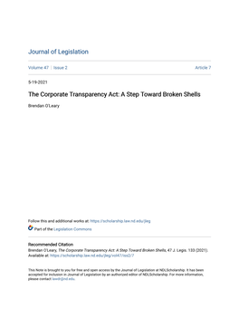 The Corporate Transparency Act: a Step Toward Broken Shells