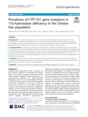 Prevalence of CYP17A1 Gene Mutations in 17Α-Hydroxylase