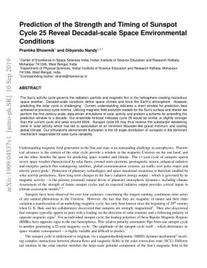 Prediction of the Strength and Timing of Sunspot Cycle 25 Reveal Decadal
