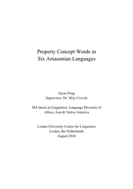 Property Concept Words in Six Amazonian Languages