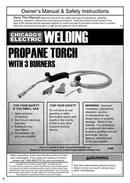 Chicago Electric Propane Torch User Manual