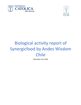 Biological Activity Report of Synergicfood by Andes Wisdom Chile (November 2Nd, 2018)