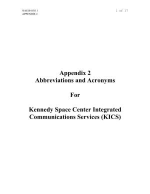 Appendix 2 Abbreviations and Acronyms for Kennedy Space