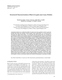 Structural Characterization of Buri (Corypha Utan Lam.) Petioles