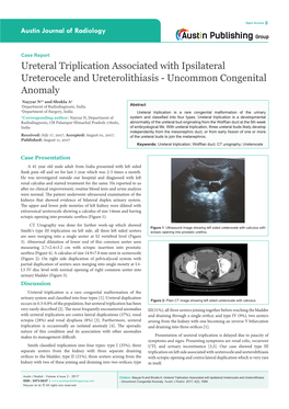 Ureteral Triplication Associated with Ipsilateral Ureterocele and Ureterolithiasis - Uncommon Congenital Anomaly