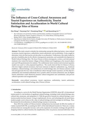 The Influence of Cross-Cultural Awareness and Tourist Experience on Authenticity, Tourist Satisfaction, and Acculturation